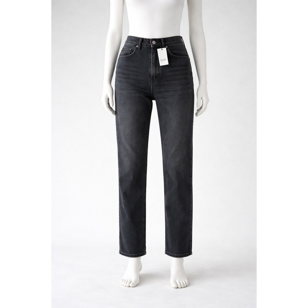 Topshop Moto Straight Crop Jeans Washed Black W32 L30 High Rise Denim Pants